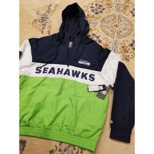 NWT NFL New Era Seattle Seahawks Men's Ripstop 1/4  Pullover Hoodie Large L